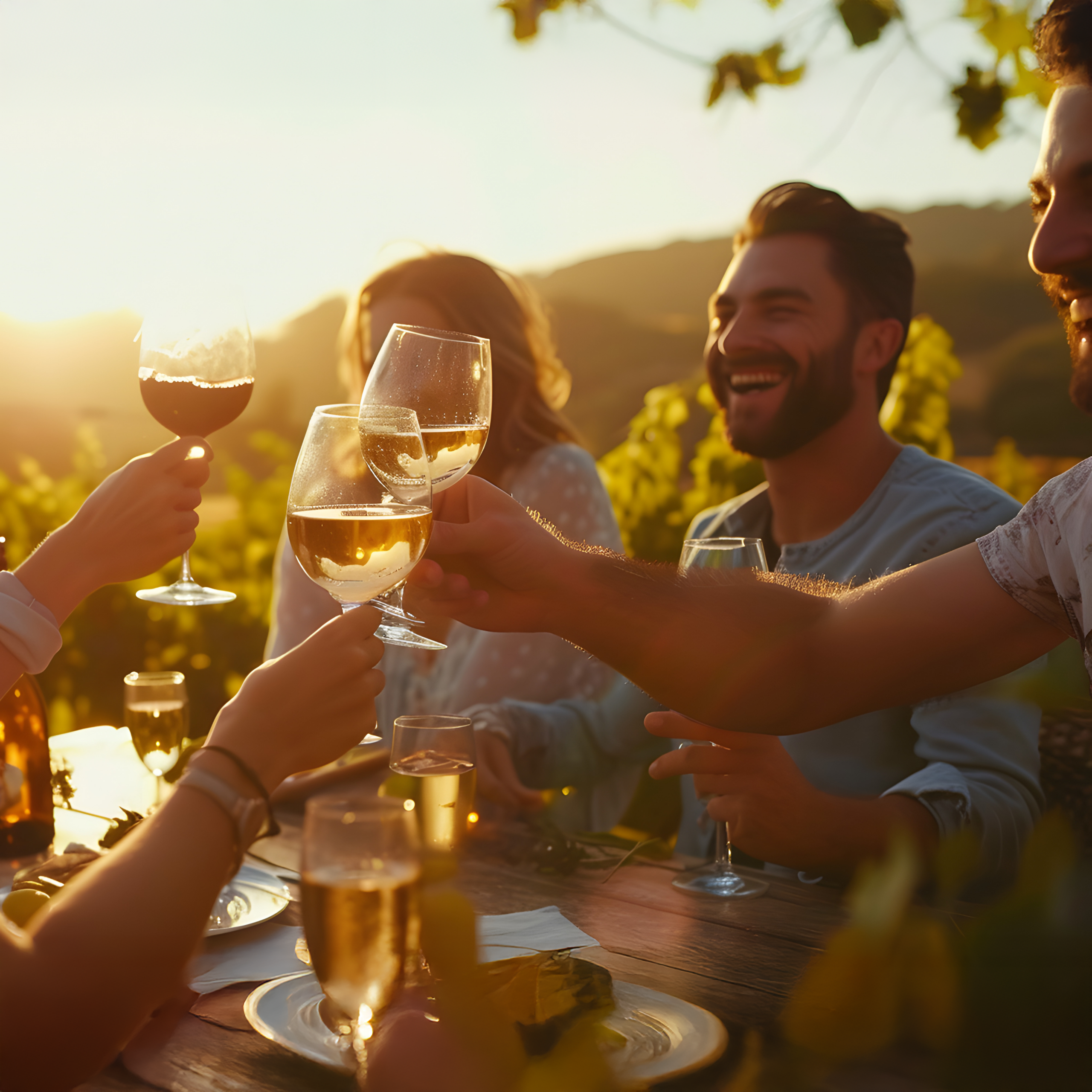 drinking new harvest at the vineyard